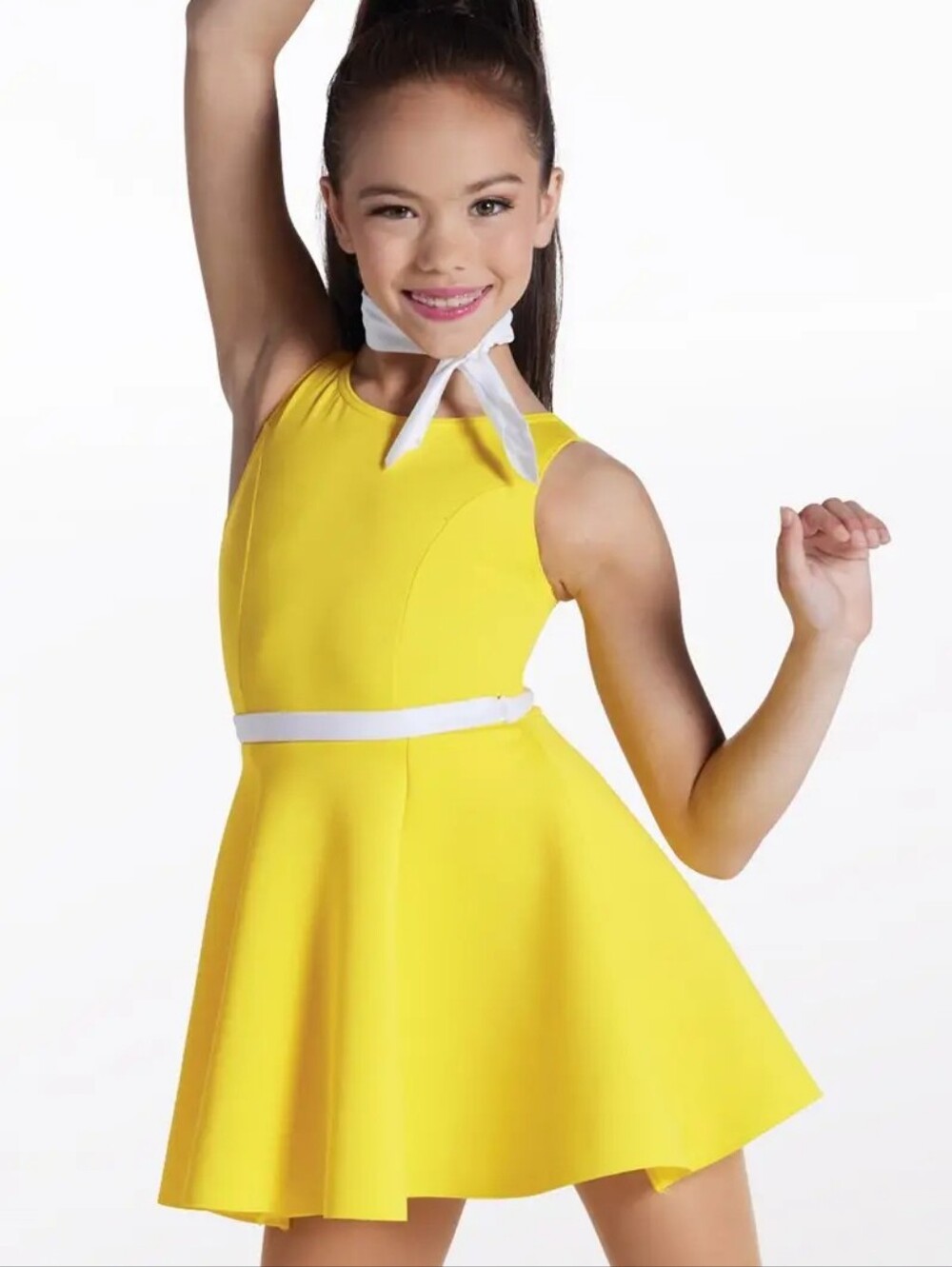 Weissman Yellow Dance Dress with White Sash